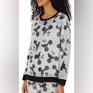 Disney Mickey Mouse Fuzzy Gray Pajama Top Size Small Costco